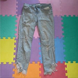 Ripped blue jeans